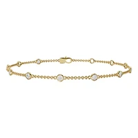 Lab Created 14K Yellow Gold 0.50Ct Round Lab Grown Diamond Station Bracelet 7"