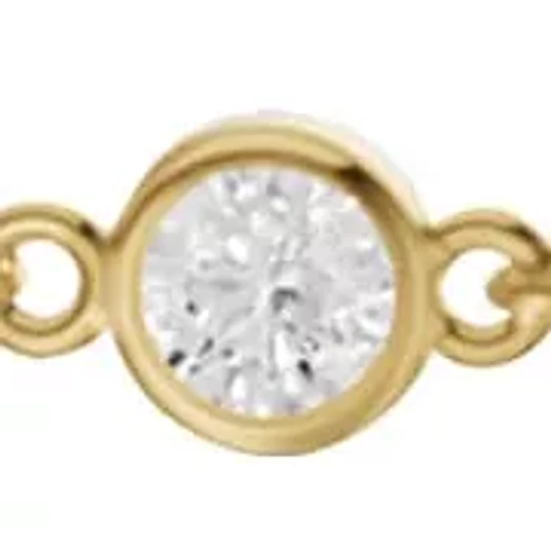 Lab Created 14K Yellow Gold 0.75Ct Round Lab Grown Diamond Station Bracelet 7"