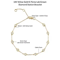 Lab Created 14K Yellow Gold 0.75Ct Round Lab Grown Diamond Station Bracelet 7"