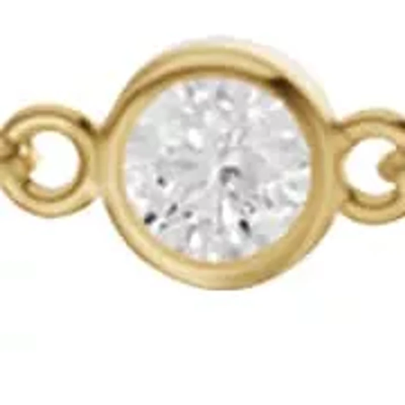 Lab Created 14K Yellow Gold 1Ct Round Lab Grown Diamond Station Bracelet 7"