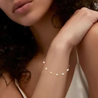 Lab Created 14K Yellow Gold 1Ct Round Lab Grown Diamond Station Bracelet 7"