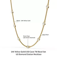 Lab Created 14K Yellow Gold 0.50 Carat TW Bezel Set Lab Grown Diamond Station Necklace 18"