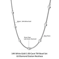 Lab Created 14K Gold Carat TW Bezel Set Lab Grown Diamond Station Necklace 18