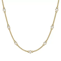 Lab Created 14K Yellow Gold 1.00 Carat TW Bezel Set Lab Grown Diamond Station Necklace 18"