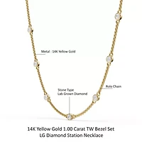 Lab Created 14K Yellow Gold 1.00 Carat TW Bezel Set Lab Grown Diamond Station Necklace 18"