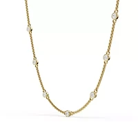 Lab Created 14K Yellow Gold 1.00 Carat TW Bezel Set Lab Grown Diamond Station Necklace 18"