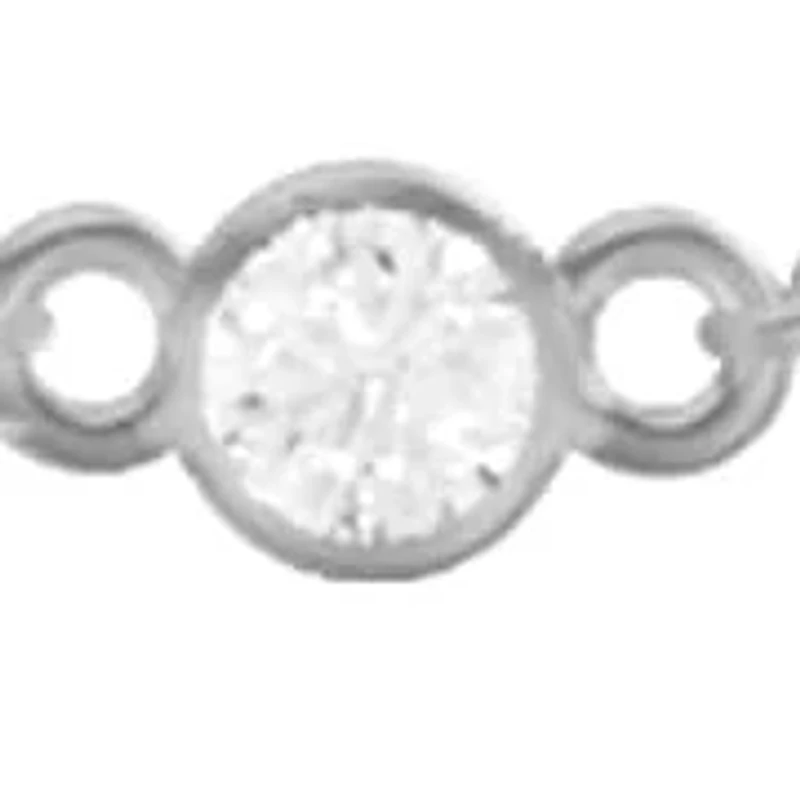 Lab Created 14K Gold 2Ct Carat TW Bezel Set Lab Grown Diamond Station Necklace 18