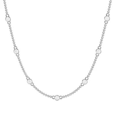 Lab Created 14K Gold 2Ct Carat TW Bezel Set Lab Grown Diamond Station Necklace 18