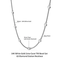 Lab Created 14K Gold 2Ct Carat TW Bezel Set Lab Grown Diamond Station Necklace 18