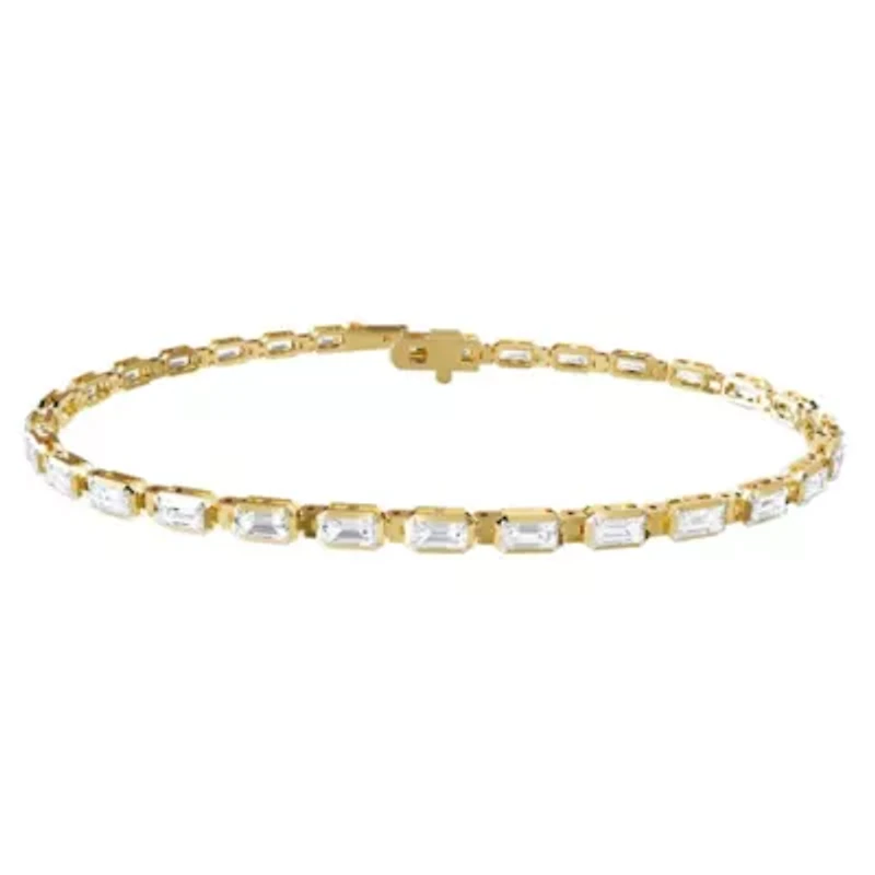 Lab Created 18k Vermeil Plated Silver 3.25 ct Radiant Cut Lab Grown Diamond tennis Bracelet 7"