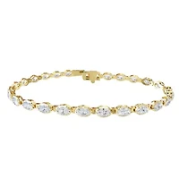 Lab Created 18k Vermeil Plated Silver 4.8 ct Oval Cut Lab Grown Diamond Tennis Bracelet 7"