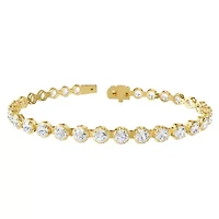 Lab Created 18k Vermeil Plated Silver 7.5 ct Round Lab Grown Diamond bracelet 7"