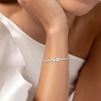 Lab Created Sterling Silver Two-tone 3.9 Ct Pear Cut Lab Grown Diamond Bangle Bracelet 7"