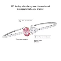 Lab Created Sterling Silver Two-tone 3.9 Ct Pear & Oval Cut White Pink Lab Grown Diamond Bracelet  7"