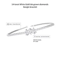 Lab Created Sterling Silver 2.75 Ct Pear Cut Lab Grown Diamond Bangle Bracelet 7"
