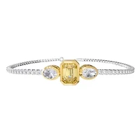 Lab Created Sterling Silver Two-tone 4.8 Ct Radiant Cut Yellow & White Lab Grown Diamond Bracelet 7"