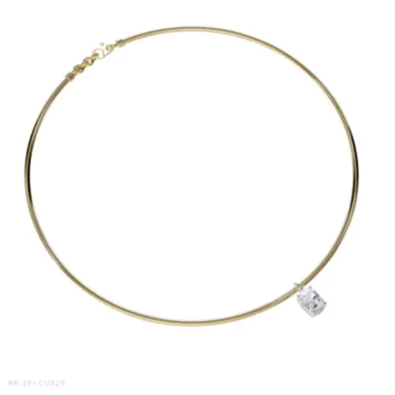 Lab Created 18k Vermeil Plated Silver 2 Ct Radiant Cut Lab Grown Diamond Pendant Necklace 18"