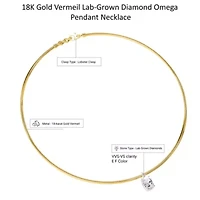 Lab Created 18k Vermeil Plated Silver 2 Ct Radiant Cut Lab Grown Diamond Pendant Necklace 18"