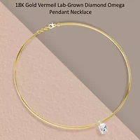 Lab Created 18k Vermeil Plated Silver 2 Ct Radiant Cut Lab Grown Diamond Pendant Necklace 18"