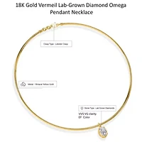 Lab Created 18k Vermeil Plated Silver 1.25 Ct Oval Cut Lab Grown Diamond Pendant Necklace 18"