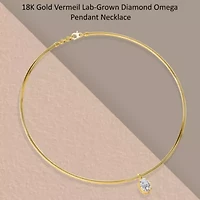 Lab Created 18k Vermeil Plated Silver 1.25 Ct Oval Cut Lab Grown Diamond Pendant Necklace 18"