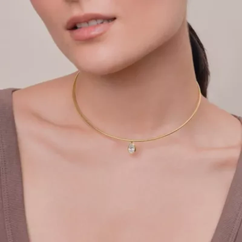 Lab Created 18k Vermeil Plated Silver1.30 Ct Pear Cut Lab Grown Diamond Pendant Necklace 18"