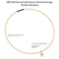 Lab Created 18k Vermeil Plated Silver1.30 Ct Pear Cut Lab Grown Diamond Pendant Necklace 18"