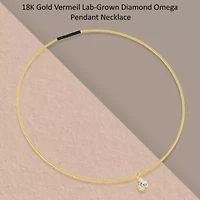 Lab Created 18k Vermeil Plated Silver1.30 Ct Pear Cut Lab Grown Diamond Pendant Necklace 18"