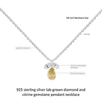 Lab Created Sterling Silver Two-tone 1.4 Ct Multi Shape White & Yellow Lab Grown Diamond Pendant Necklace 18"
