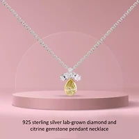 Lab Created Sterling Silver Two-tone 1.4 Ct Multi Shape White & Yellow Lab Grown Diamond Pendant Necklace 18"