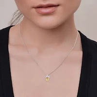 Lab Created 14k Two-tone Gold 1.4 Ct Pear Cut White & Yellow Lab Grown Diamond Pendant Necklace 18"