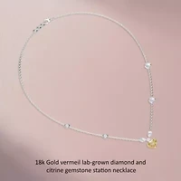 Lab Created Sterling Silver Two-tone 3 Ct Heart Shape White Yellow Lab Grown Diamond Pendant Necklace 18"