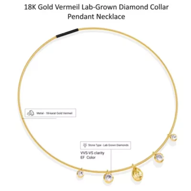 Lab Created 18k Vermeil Plated Silver 5 Ct Round & Pear Cut White & Yellow Lab Grown Diamond Pendant Necklace 18"