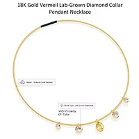 Lab Created 18k Vermeil Plated Silver 5 Ct Round & Pear Cut White & Yellow Lab Grown Diamond Pendant Necklace 18"