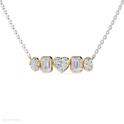 Lab Created 14k Two-tone Gold 3.6 Ct Multi Shape Lab Grown Diamond Pendant Necklace 18"