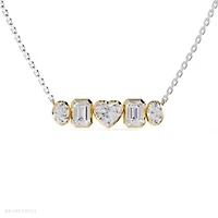 Lab Created 14k Two-tone Gold 3.6 Ct Multi Shape Lab Grown Diamond Pendant Necklace 18"
