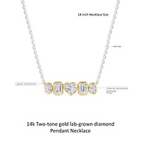 Lab Created 14k Two-tone Gold 3.6 Ct Multi Shape Lab Grown Diamond Pendant Necklace 18"