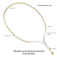 Lab Created Sterling Silver Two-tone 3.8 Ct Pear Cut White & Yellow Lab Grown Diamond Drop Necklace 18"