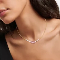Lab Created Sterling Silver Two-tone 4.5 Ct Round & Oval Cut White & Pink Lab Grown Diamond Necklace 18"