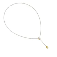 Lab Created Sterling Silver Two-tone 7 Ct Round & Pear Lab Grown Diamond Drop Necklace 18"