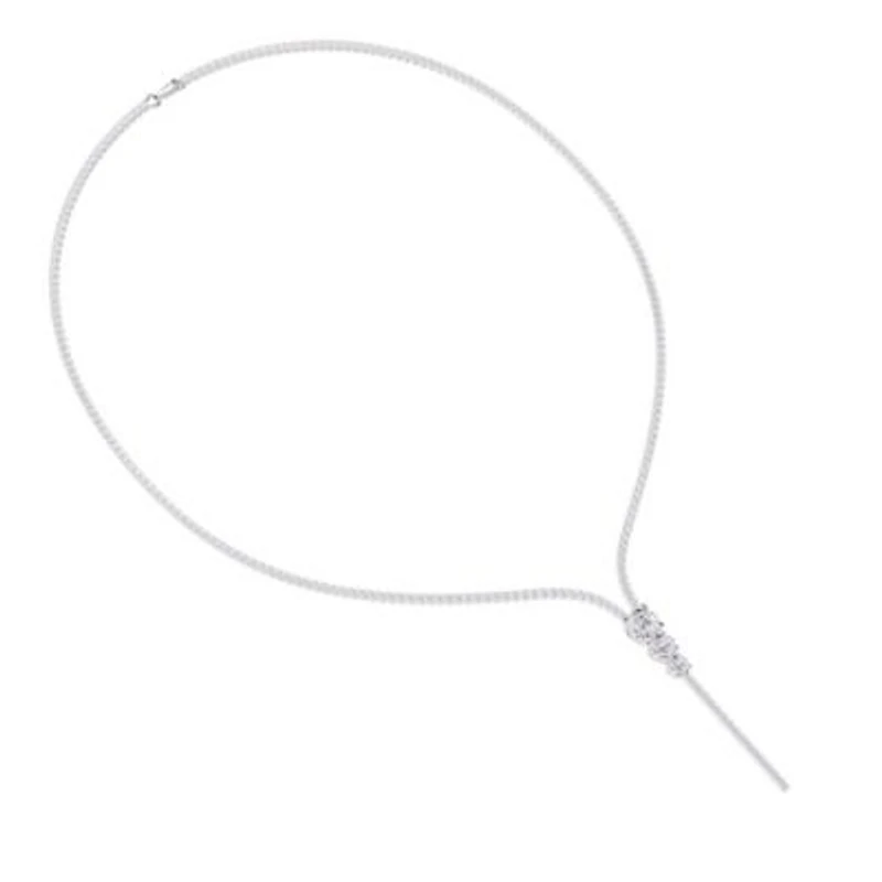 Lab Created Sterling Silver 7 Ct Round Lab Grown Diamond Drop Necklace 18"