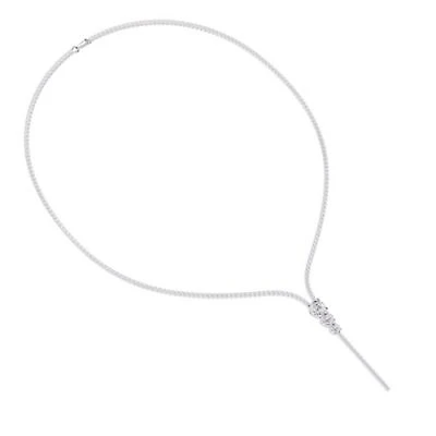 Lab Created Sterling Silver 7 Ct Round Lab Grown Diamond Drop Necklace 18"