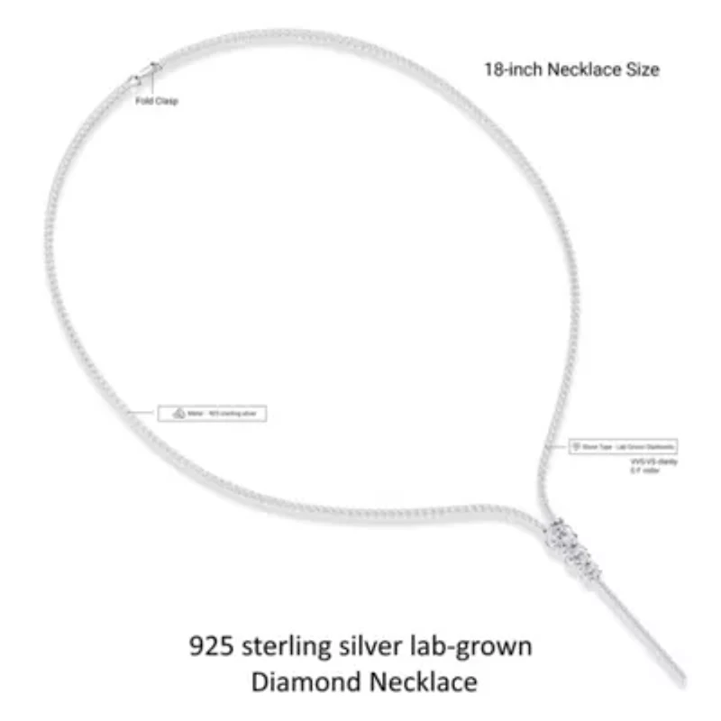 Lab Created Sterling Silver 7 Ct Round Lab Grown Diamond Drop Necklace 18"