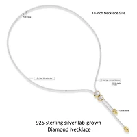 Lab Created Sterling Silver Two-tone 8.20 Ct Pear & Oval Cut Lab Grown Diamond Pendant Necklace 18"