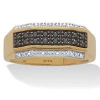 Men's .27 TCW Black and White Diamond 18K Gold-Plated Sterling Silver Ring