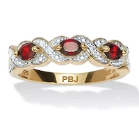 .74 TCW Oval Genuine Garnet Diamond Accent 18k Gold-Plated Sterling Silver Ring