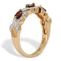 .74 TCW Oval Genuine Garnet Diamond Accent 18k Gold-Plated Sterling Silver Ring
