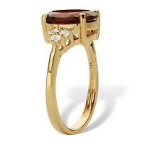 3.99 Cttw. Oval Garnet Ring with White Topaz Accents 14k Gold-Plated Silver