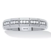 Men's .15 TCW Diamond Platinum-Plated Sterling Silver Slit Band Ring