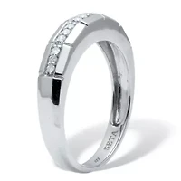 Men's .15 TCW Diamond Platinum-Plated Sterling Silver Slit Band Ring